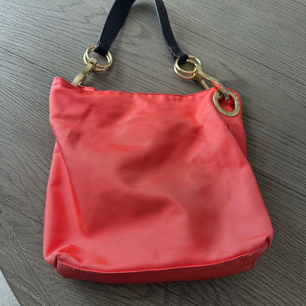 Coral Tote with Gold Accents